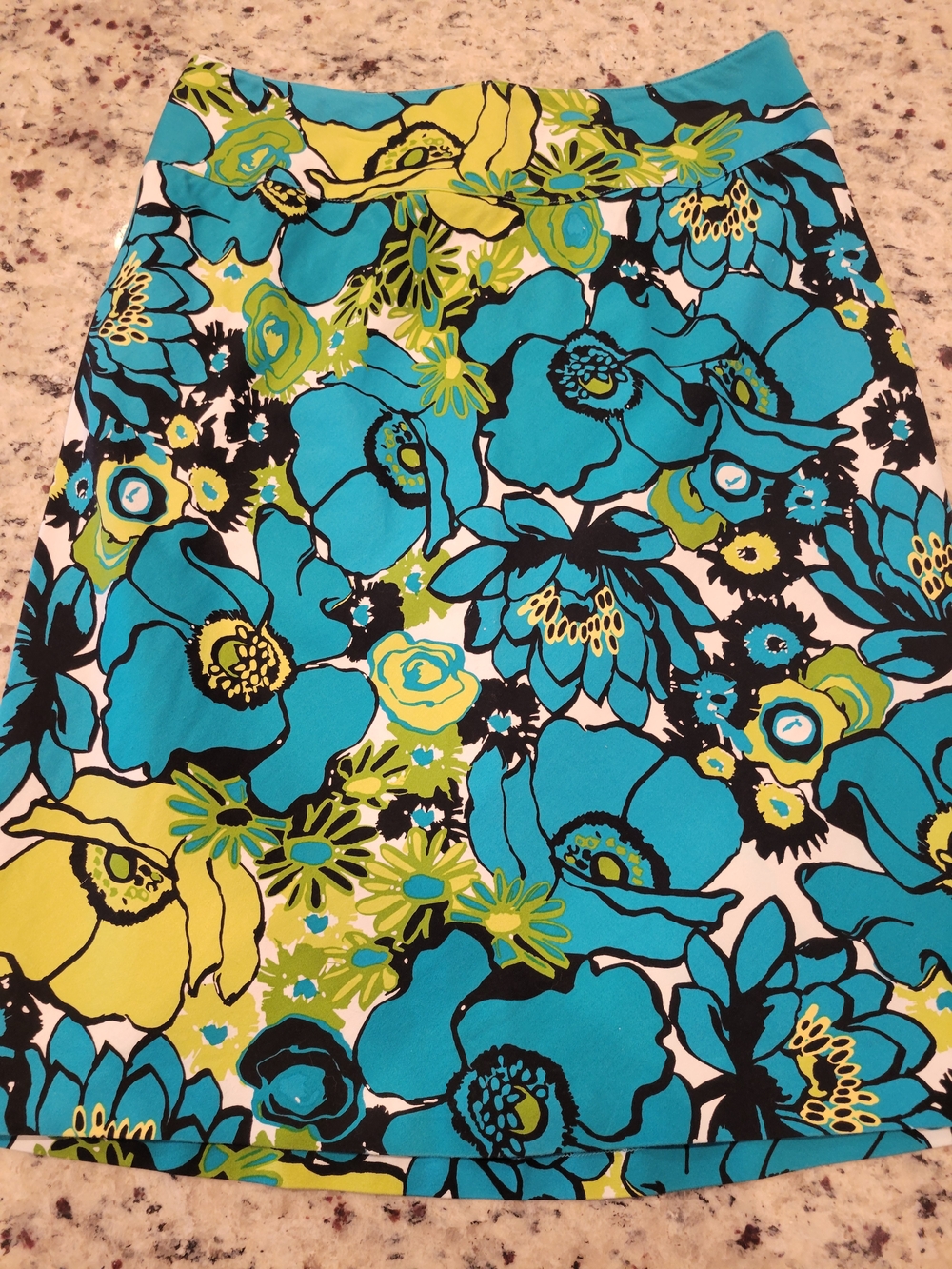 East 5th Teal, Lime & Black Floral Skirt